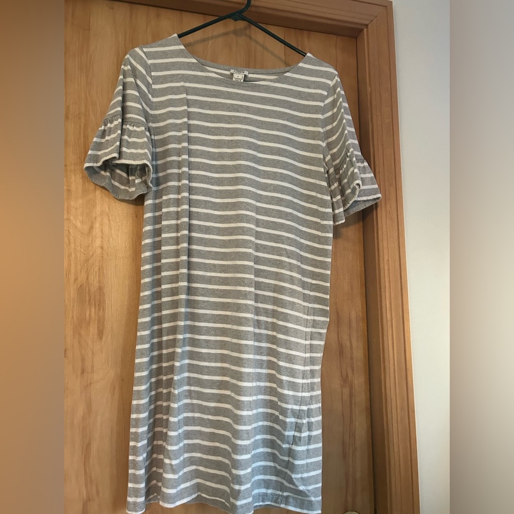 Jcrew Medium Striped Ruffle Sleeve Dress - Picture 1 of 4